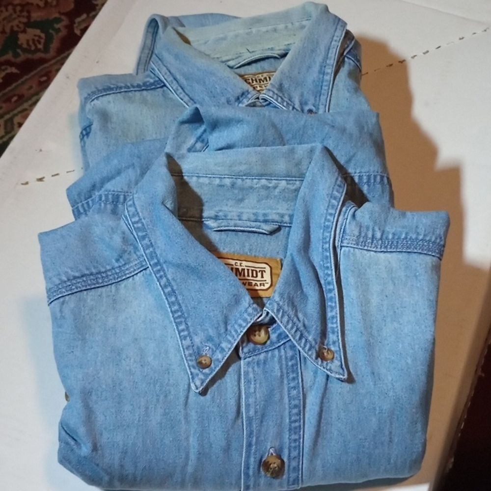 Schmidt large men's denim work shirts, this is a lot of two shirts (Mgs159)